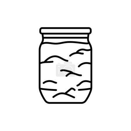 Téléchargez les illustrations : Pickled fruit jam in a jar color line icon. - en licence libre de droit