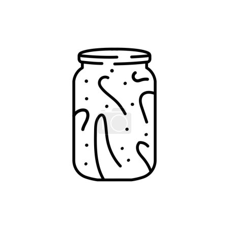 Téléchargez les illustrations : Pickled lecho sauce in a jar color line icon. - en licence libre de droit