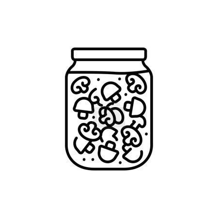 Téléchargez les illustrations : Pickled mushrooms in a jar color line icon. - en licence libre de droit