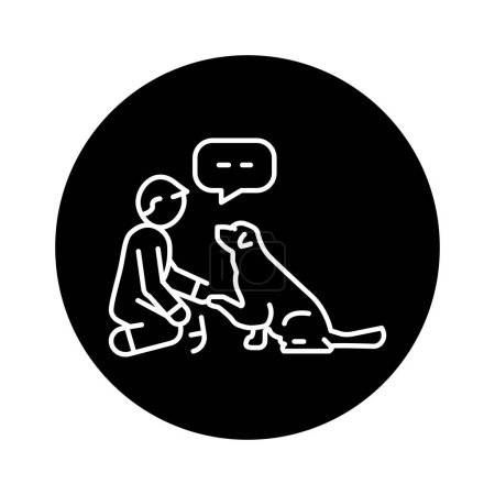Ilustración de Command give a paw color line icon. Dog training. - Imagen libre de derechos