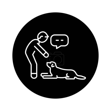 Ilustración de Comando para acostarse icono de línea de color. Entrenamiento de perros. - Imagen libre de derechos