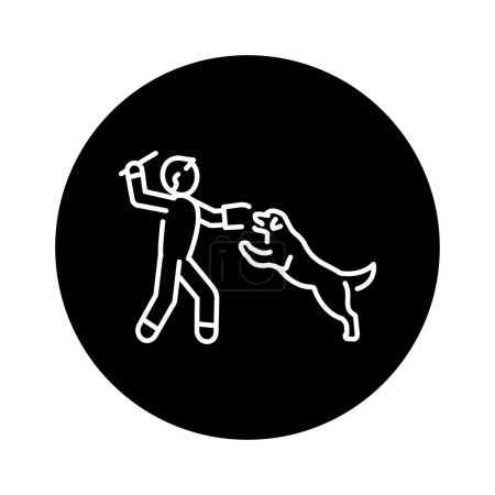 Ilustración de Cute character with golden retriever  color line icon. Dog training. - Imagen libre de derechos