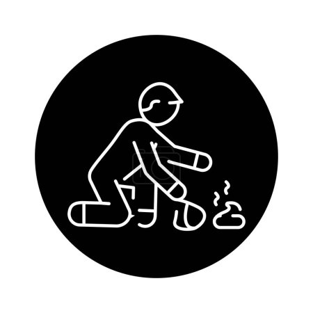Illustration for Picking up dog feces color line icon. Urban sign. - Royalty Free Image