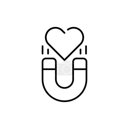 Illustration for Attracting love color line icon. Magnet and heart. - Royalty Free Image