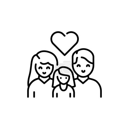 Illustration for Happy family color line icon. Mother, father and daughter. - Royalty Free Image
