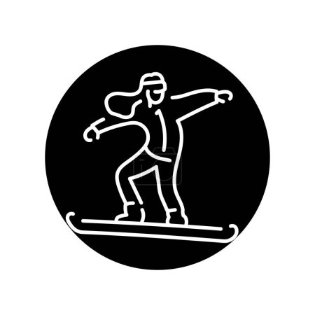 Ilustración de Esquiador icono de línea de color. Esquí en invierno Alpes. - Imagen libre de derechos