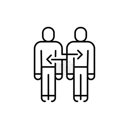 Illustration for Equality between old and young color line icon. Multinational company. - Royalty Free Image