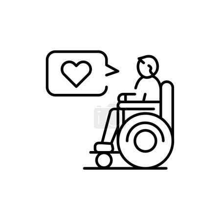 Illustration for Disabled person color line icon. Multinational company. - Royalty Free Image