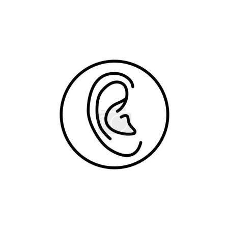 Illustration for Ear color line icon. Sense of hearing - Royalty Free Image