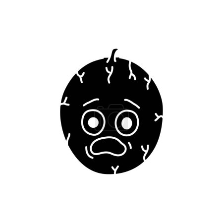 Téléchargez les illustrations : Melon is afraid color line icon. Mascot of emotions - en licence libre de droit