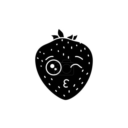 Téléchargez les illustrations : Strawberry kiss color line icon. Mascot of emotions - en licence libre de droit