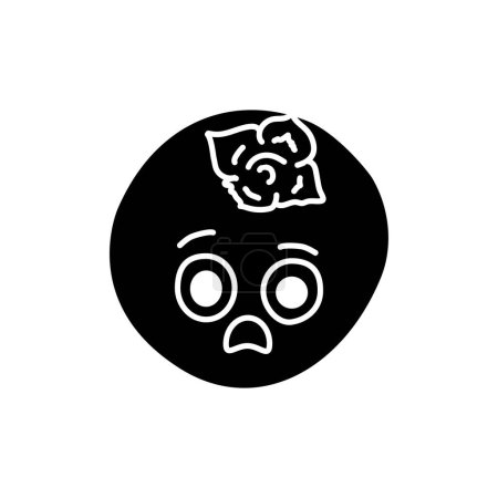 Ilustración de Surprised persimmon color line icon. Mascot of emotions - Imagen libre de derechos