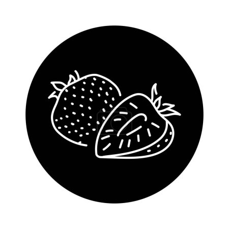 Téléchargez les illustrations : Icône fraise et demi-ligne de couleur. Pictogramme pour page web - en licence libre de droit