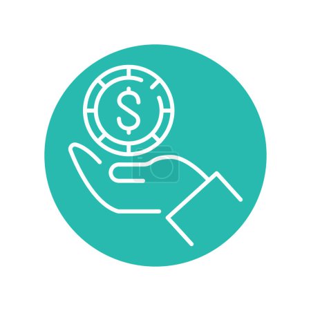 Téléchargez les illustrations : Icône main et dollar. Financement participatif des entreprises et finances - en licence libre de droit