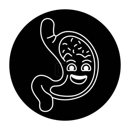 Illustration for Human organ stomach color line icon. Mascot of emotions. - Royalty Free Image