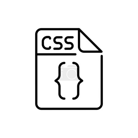 Ilustración de Icono de línea de color del archivo CSS. Formato y extensión de los documentos - Imagen libre de derechos