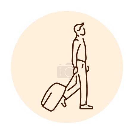 Illustration for Man on business trip color line icon. Female entrepreneur. - Royalty Free Image