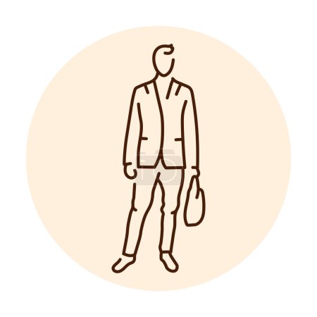 Illustration for Businessman standing color line icon. Female entrepreneur. - Royalty Free Image