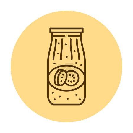 Téléchargez les illustrations : Caviar de courgettes marinées dans un pot icône de ligne de couleur. - en licence libre de droit