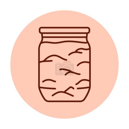 Illustration for Pickled fruit jam in a jar color line icon. - Royalty Free Image