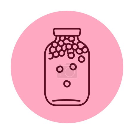 Téléchargez les illustrations : Pickled berry compote in a jar color line icon. - en licence libre de droit