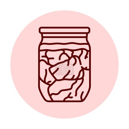 Téléchargez les illustrations : Pickled stew in a jar color line icon. - en licence libre de droit