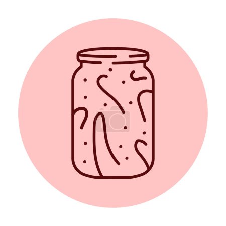 Téléchargez les illustrations : Sauce lécho marinée dans un pot icône de ligne de couleur. - en licence libre de droit