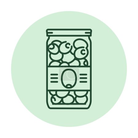 Ilustración de Pickled olives in a jar color line icon. - Imagen libre de derechos