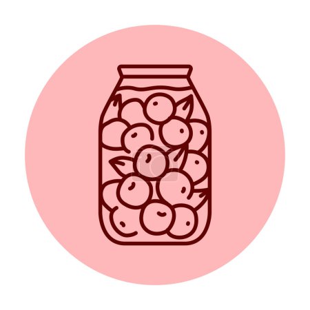 Ilustración de Tomates en vinagre en un icono de línea de color tarro. - Imagen libre de derechos