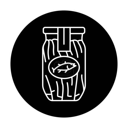Téléchargez les illustrations : Pickled tuna in a jar color line icon. - en licence libre de droit
