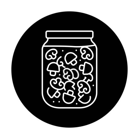 Téléchargez les illustrations : Pickled mushrooms in a jar color line icon. - en licence libre de droit