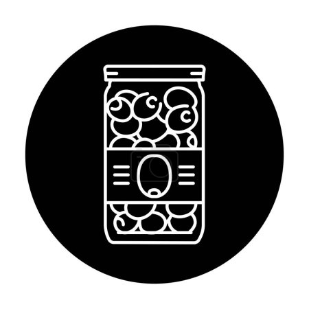 Téléchargez les illustrations : Pickled olives in a jar color line icon. - en licence libre de droit