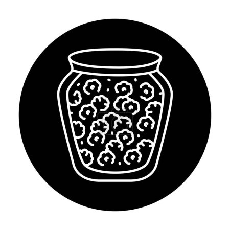Téléchargez les illustrations : Pickled raspberry jam in a jar color line icon. - en licence libre de droit