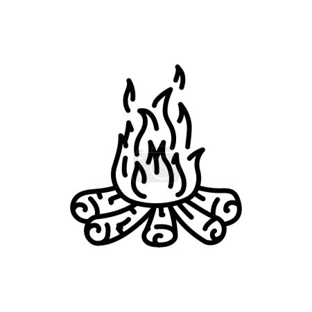 Illustration for Bonfire black line icon. Natural element. - Royalty Free Image