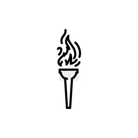 Illustration for Fire torch black line icon. Pictogram for web page - Royalty Free Image