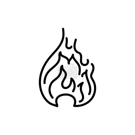 Ilustración de Icono de línea negra de llamas. Elemento natural. - Imagen libre de derechos
