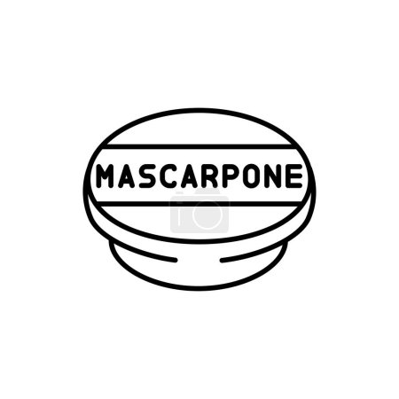Illustration for Cream cheese Mascarpone black line icon. Dairy product. - Royalty Free Image