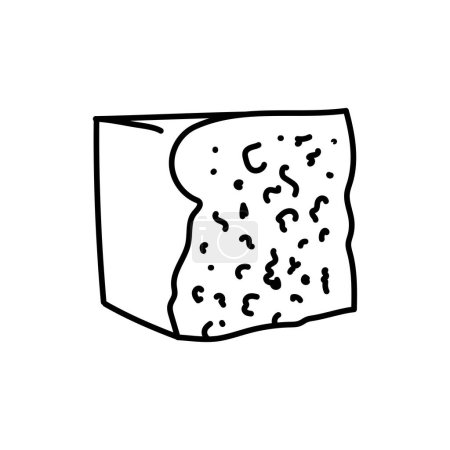 Illustration for Cheese with mold Roquefort black line icon. Dairy product. - Royalty Free Image