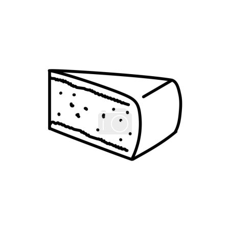 Illustration for Brie cheese black line icon. Dairy product. - Royalty Free Image