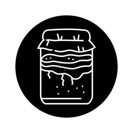 Téléchargez les illustrations : Kombucha homemade tea in jar color line icon. - en licence libre de droit