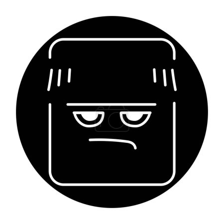 Ilustración de Icono de línea de color púrpura rectangular pugnista. Mascota de emociones. - Imagen libre de derechos