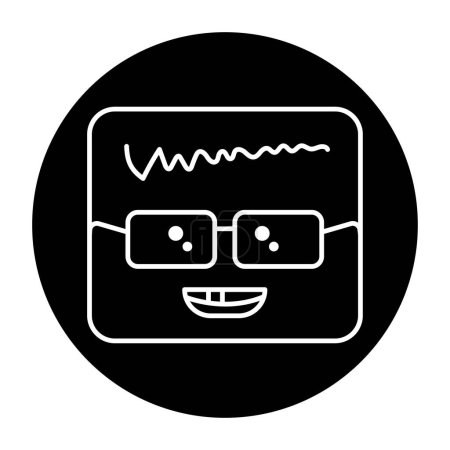 Illustration for Square intelligent character in glasses color line icon. Mascot of emotions. - Royalty Free Image