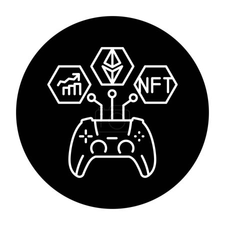 Ilustración de Icono de línea de color de la tecnología GameFi. Tecnología Blockchain en el arte criptográfico digital. - Imagen libre de derechos