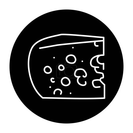 Illustration for Maasdam cheese black line icon. Dairy product. - Royalty Free Image