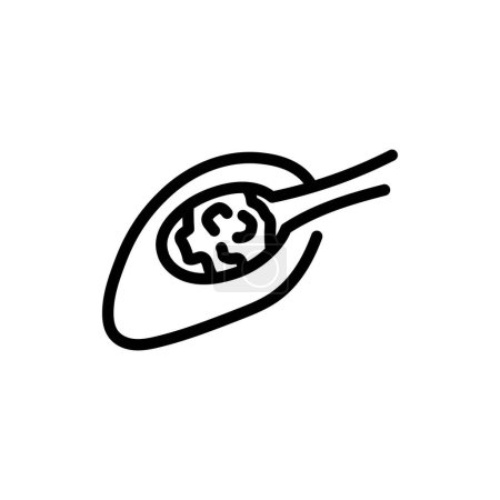 Ilustración de Come aguacate con un icono de línea de color cuchara. Producto vegetariano. - Imagen libre de derechos