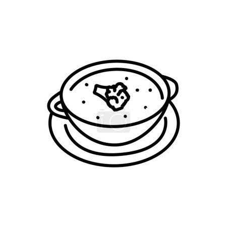 Illustration for Cream soup with broccoli color line icon. Healthy food. - Royalty Free Image