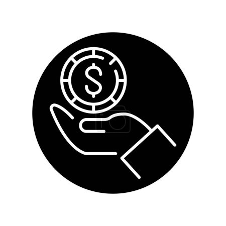 Téléchargez les illustrations : Icône main et dollar. Financement participatif des entreprises et finances - en licence libre de droit