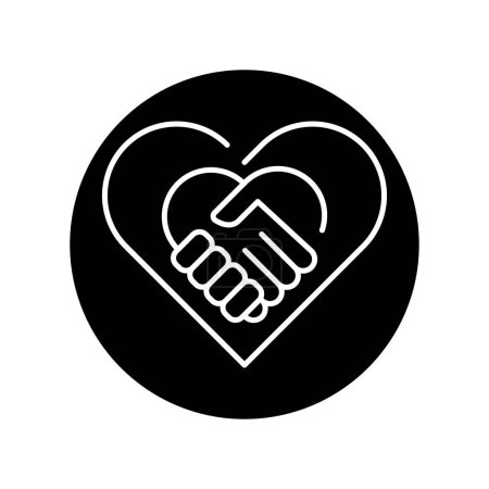 Téléchargez les illustrations : Poignée de main et icône de ligne de coeur. Financement participatif des entreprises - en licence libre de droit