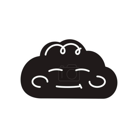 Illustration for Blue kind character in the form of a cloud color line icon. Mascot of emotions. - Royalty Free Image