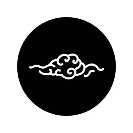 Téléchargez les illustrations : Icône ligne noire nuage. Art chinois. - en licence libre de droit